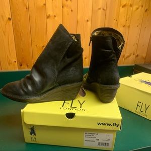 London Fly Slouch Black leather boot, size 10,